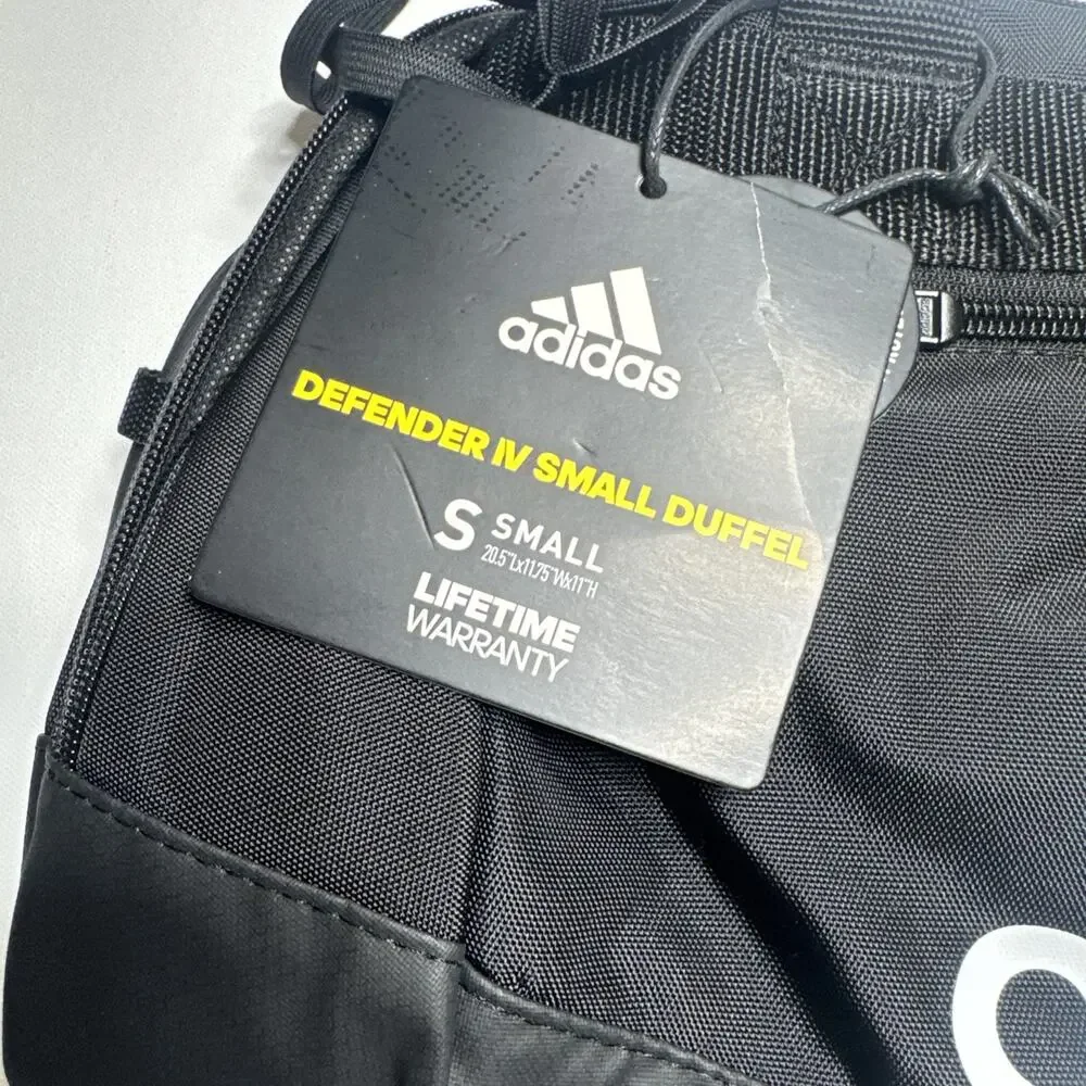 NEW Adidas Defender IV Small Duffel Bag Black Water Resistant Gym Travel